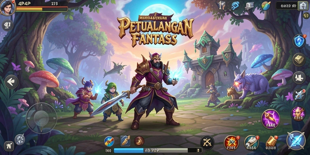 Screenshot gameplay RPG 4P4P yang menampilkan pertarungan epik.
