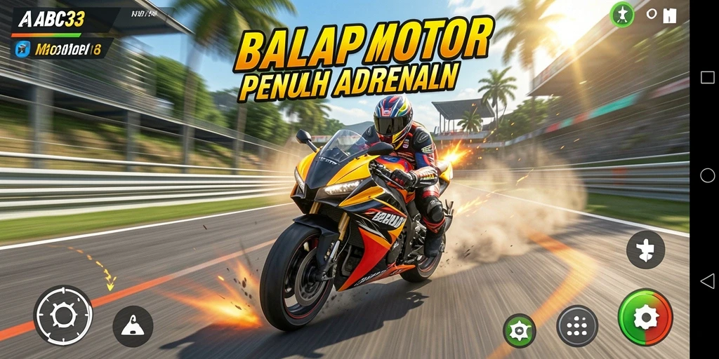 Screenshot menampilkan aksi balapan motor yang intens.