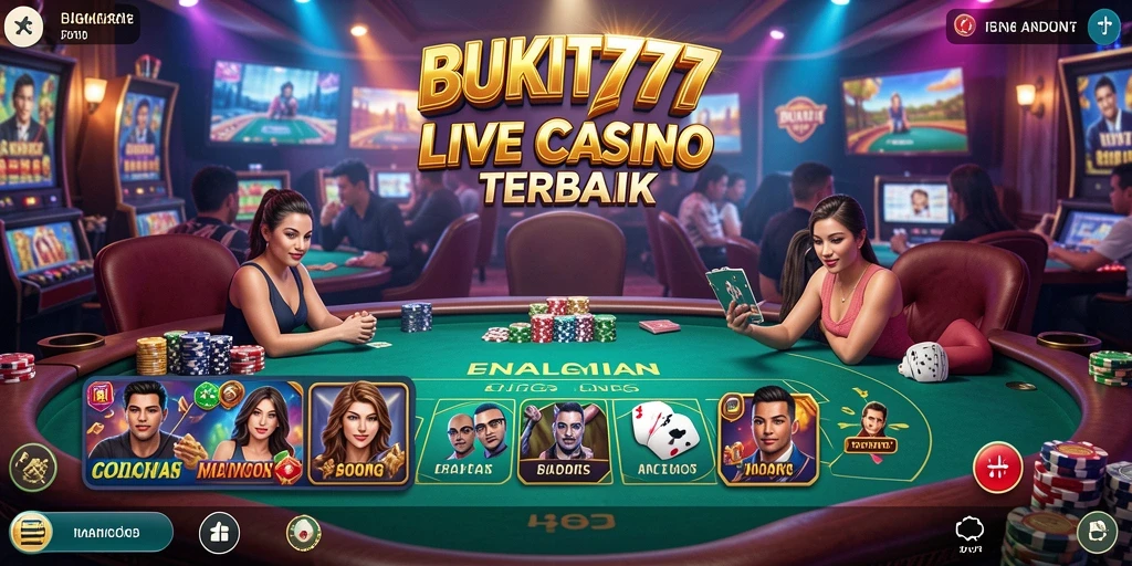 Screenshot gameplay BUKIT777 menampilkan dealer Live Casino yang interaktif.