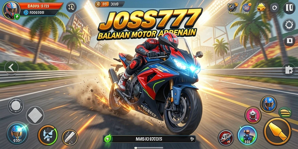Tampilan gameplay seru balapan motor di JOSS777.