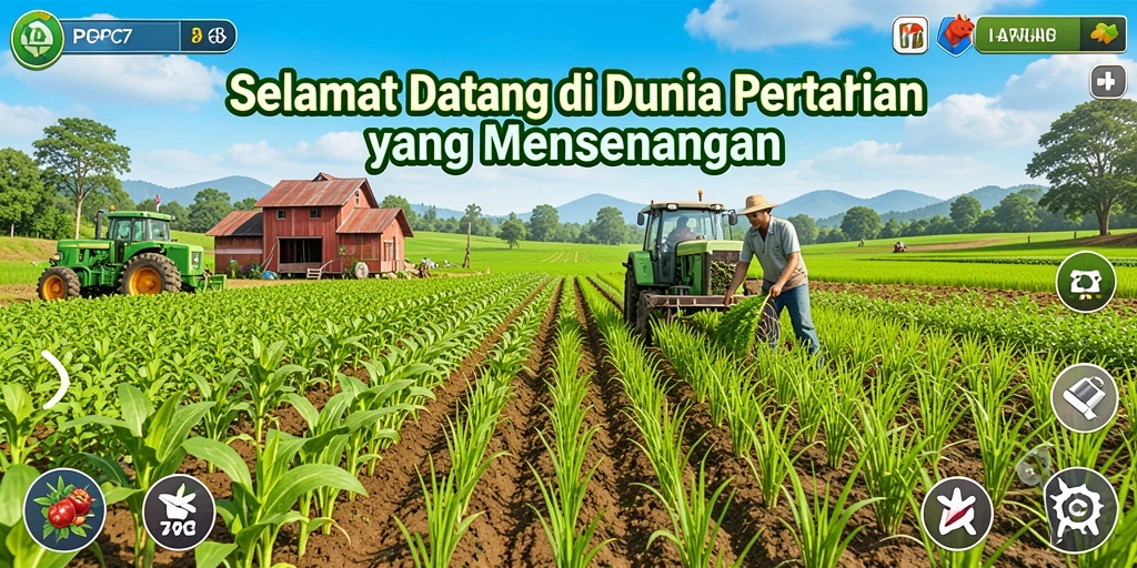 Tampilan gameplay <strong>PCPC7</strong> yang menyenangkan dengan aktivitas pertanian nyata.