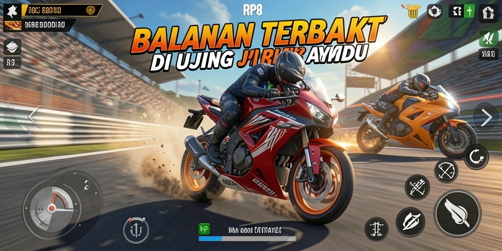 Gameplay balap motor yang mendebarkan dan penuh aksi.